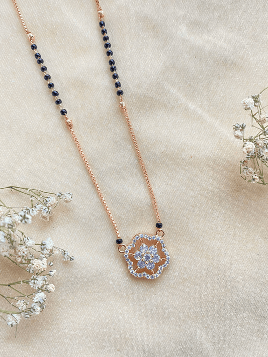 Solitaire Diamonds Flower Mangalsutra