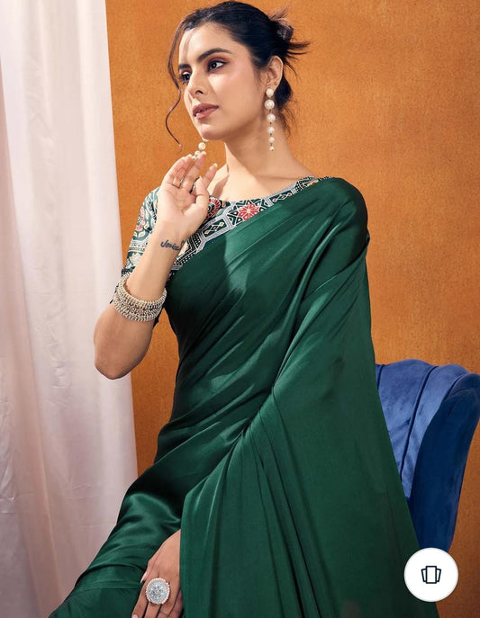 GREEN COLOR PALLU AJRAKH SAREE